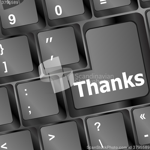 Image of a thanks message on enter key of keyboard vector illustration