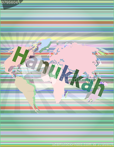 Image of The word Hanukkah on digital screen, business concept  vector illustration