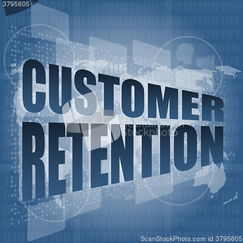 Image of customer retention word on business digital screen vector illustration