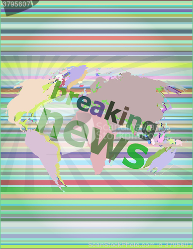 Image of News and press concept: words breaking news on digital screen vector illustration