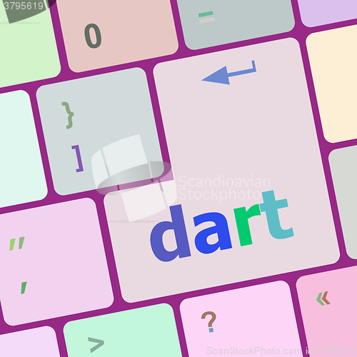 Image of dart word on keyboard key, notebook computer button vector illustration