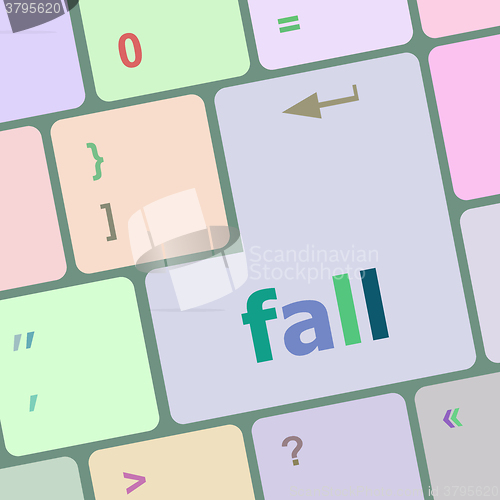 Image of fall button on computer pc keyboard key vector illustration