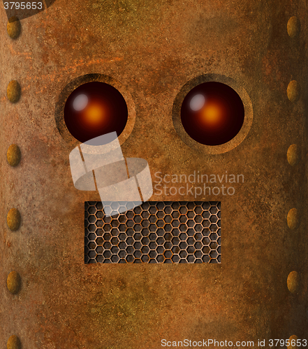 Image of Retro grungy rusty robot face