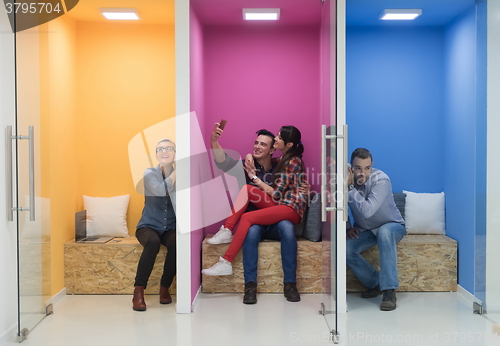 Image of group of business people in creative working  space