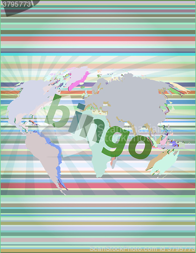 Image of bingo word on business digital touch screen vector illustration