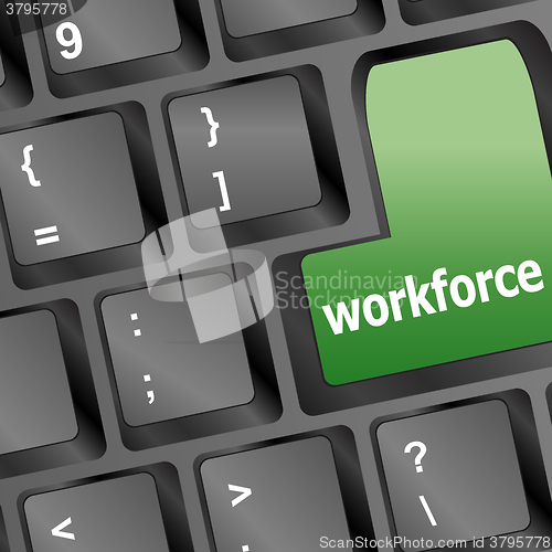 Image of Workforce keys on keyboard - business concept vector illustration