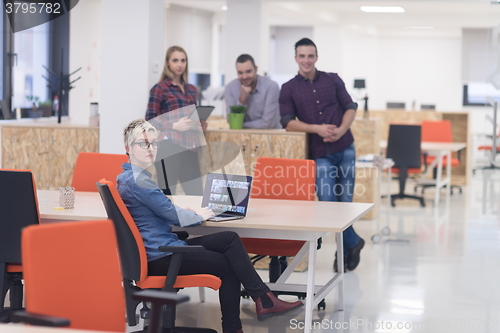Image of business people group portrait at modern office