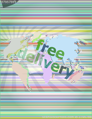 Image of free delivery word on a virtual digital background vector illustration