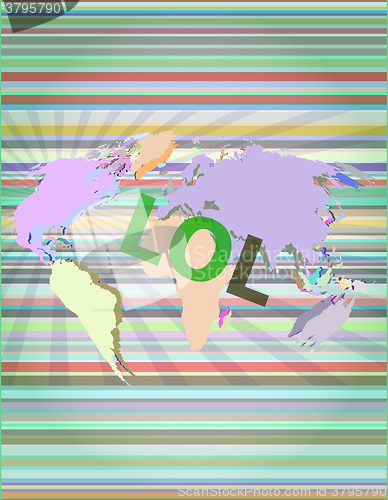 Image of social concept: words lol is a marketing on digital screen vector illustration