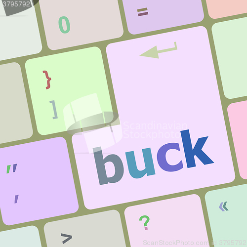 Image of button with buck word on computer keyboard keys vector illustration