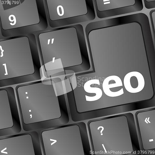 Image of SEO button on the keyboard. Business concept vector illustration