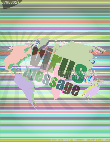 Image of internet concept: words virus message on digital screen vector illustration