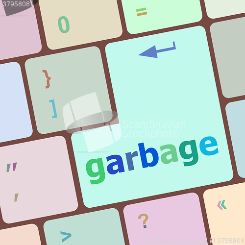 Image of garbage word on computer pc keyboard key vector illustration