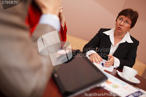 Image of Businesswoman explaining something in a meeting