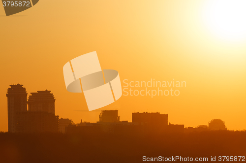 Image of Beautiful sunset in the city