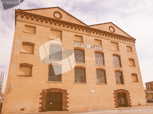 Image of Old Harbour docks in Genoa vintage