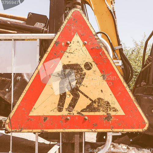Image of  Road works sign vintage