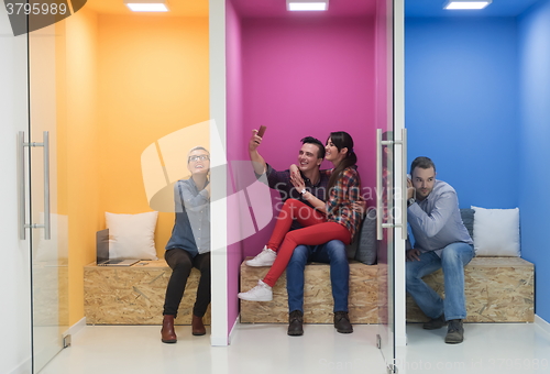 Image of group of business people in creative working  space