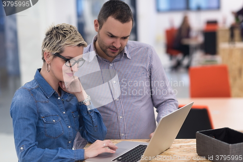 Image of startup business team on meeting at modern office