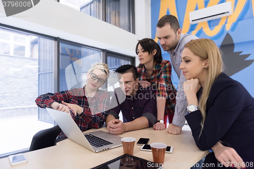 Image of startup business team on meeting at modern office