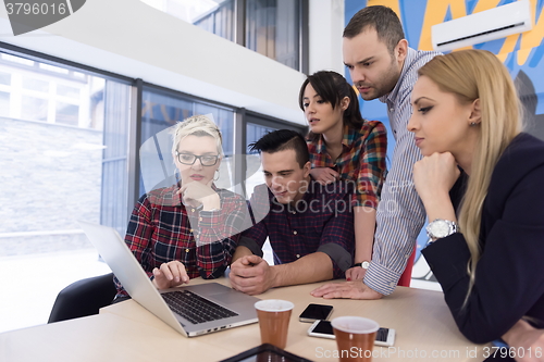 Image of startup business team on meeting at modern office