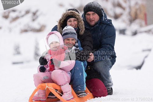 Image of family portrait on winter vacation