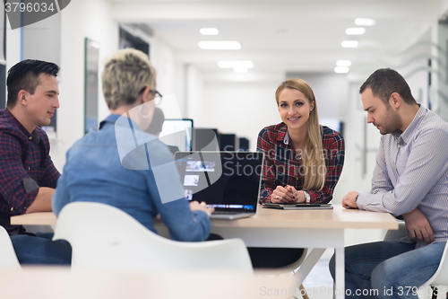 Image of startup business team on meeting at modern office