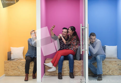 Image of group of business people in creative working  space