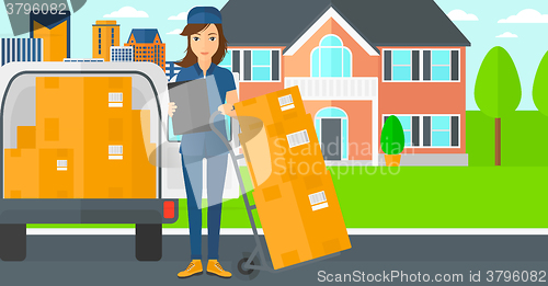 Image of Woman delivering boxes.