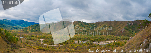 Image of mountains in autumn day