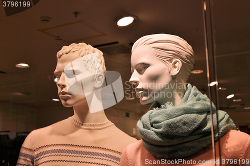 Image of A couple of dummies close-up in a supermarket