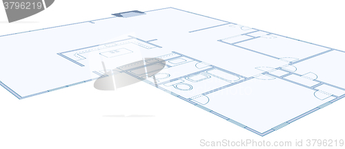 Image of Blueprint Drawing of a Simple Residential Home