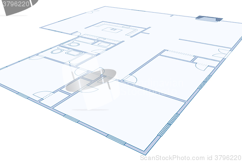 Image of Blueprint Drawing of a Simple Residential Home