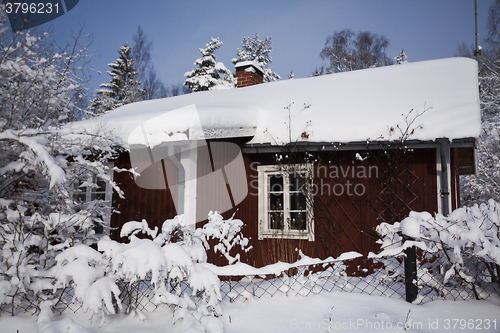Image of cottage in snow