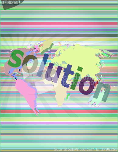 Image of The word solution on digital screen, business concept vector illustration