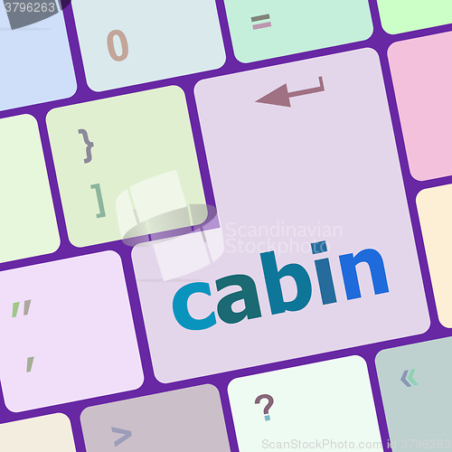 Image of cabin word on computer pc keyboard key vector illustration