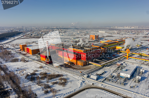 Image of Aerial view on iron and steel works factory.Russia