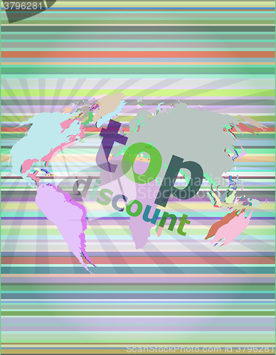 Image of top discount word on digital touch screen vector illustration