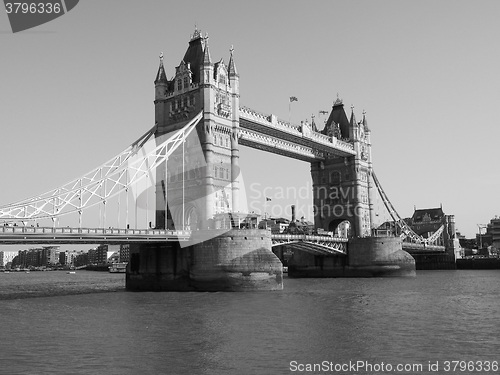 Image of Black and white Tower Bridge in London