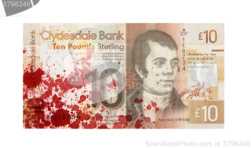 Image of Scottish Banknote, 10 pounds, blood