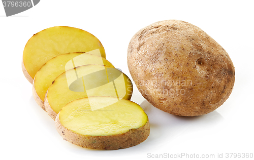 Image of raw potato on white background