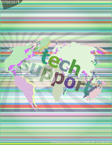 Image of tech support text on digital touch screen - business concept vector illustration