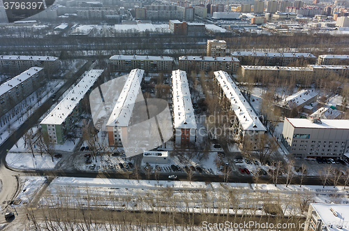 Image of Bird eye view onto residential district. Tyumen