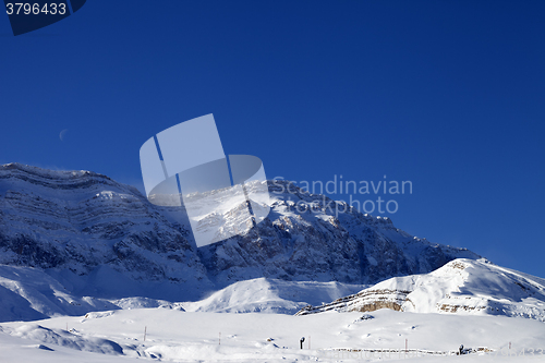 Image of Ski resort at windy sun morning