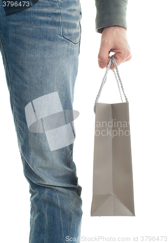 Image of Shopping man, gift bag