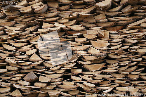 Image of Structure of stacked wood boards.