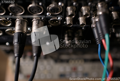 Image of Rear panel of the professional recorder with cables.