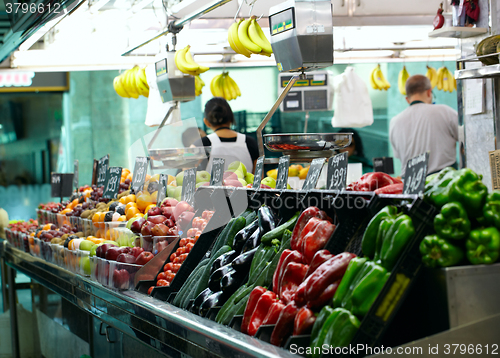 Image of Fruits market La Boqueria in Barcelona.