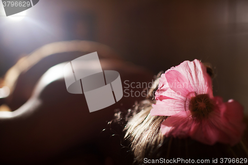 Image of Woman at beauty spa prepared for procedure