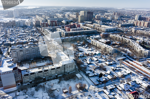 Image of private houses and residential buildings. Tyumen
